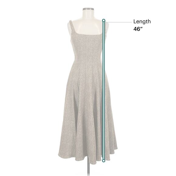 Staud Mocha Herringbone Wells Midi Dress Brown 8 - Picture 3 of 5